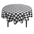 Checkered Round Tablecloth 90 Inch - Waterproof Stain and Wrinkle Resistant W...