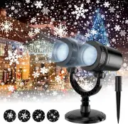 Christmas Snowflake Projector Lights Outdoor,Double Head Snowfall Led Lights Wat
