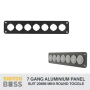 7 GANG 20mm Mini Round TOGGLE ROCKER SWITCH PANEL Only Aluminium 12v Marine