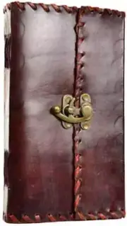 1842 Poetry leather journal with latch ~ Magick Wicca Pagan