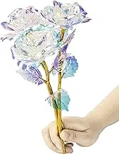 Warmtree 10 Pcs 24K Colorful Gold Rose Forever Preserved Long Stem Rose Artificial Flowers Rainbow Rose Flower Best Gifts for Mother's Day Thanksgiving Valentine's Day Girl's Birthday Party