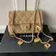 [二手] Chanel 香奈兒 COCO 20CM 金釦口蓋包 奶茶色 焦糖色 晶片版 情人節限定 愛心