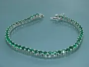 10 Ct Round Cut Simulated Emerald Women's Tennis Bracelet 14k White Gold Plated