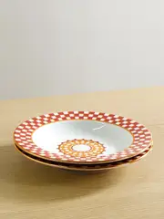 [La DoubleJ] La DoubleJ - Gold-plated Porcelain Soup Bowl And Dinner Plate Set - Orange - One size One size Orange