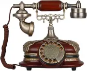 Retro Vintage Antique Style Rotary Dial Button Desk Telephone Phone Home Living