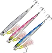 Keencatch Saltwater Fishing Jigs 2.28oz/80g, Speed Jig, Luminous Slow Pitch Jigs, Metal Vertical Jigging for Tuna, Salmon, Sailfish, Striped bass, Grouper Snapper, Kingfish, 3PCS