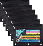 3-Ring Pen Pencil Pouch with Clear Window, 6Pcs 3 Hole Binder Zipper Pen PouchCloth Pencil Case,3 Ring Binder Pouch Zipper Pencil Case Canvas Pencil Bag,3 Ring Binder Pencil Pouch Zipper Pencil Pouch