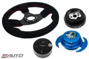 NRG 320 Race BK Suede Steering Wheel Rd St 170H Hub Gen3 Blue Release Lock LB a