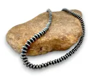 Navajo Sterling Silver Rondelles Saucer Flat Bead Necklace 6mm 30" 60630