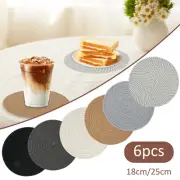 6Pcs Cup Mat Absorbent Cup Pad Heat-Resistant Table Mat Woven Cotton Rope qixBR