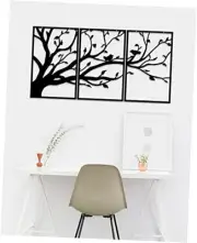 Yuzhuo Metal Tree of Life Wall Art Decor 3 Panels for Gift Present Indoor