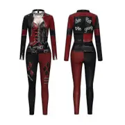 Unbrand Women Harley Quinn Costume Classic Harley Quinn Halloween Cosplay Costume Jumpsuit M