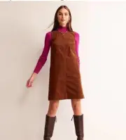 Boden Evie Cord Mini Shift Dress Cognac Corduroy NEW $110 Sz US 14 L UK 18 L