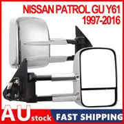 Pair Chrome Extendable Towing Mirrors for Nissan Patrol TY61 GU Y61 1997-2016