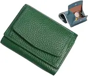 [LUGEZLRJ] Houtangduty Mini Wallet, Houtndguter RFID Wallet, Slim Leather RFID Blocking Card Holder Organizer Pocket(Dark Green)