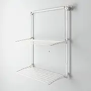 foxydry Wall Plus, Wall Mounted Drying Rack, Wall Clothes line, Laundry Drying Rack Foldable and Suspended Clothes line, with Two Racks in Aluminium and Steel (White Right, 152x52x137 cm)