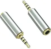 2.5mm Male to 3.5mm Female Audio Adapter Gold Plated Aux Auxiliary Plug Splitter 3 Ring Jack Support Converter Headphone Earphone Headset Stereo or Mono(2Pack)