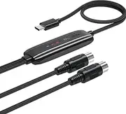 DigitalLife TYPE-C USB MIDI Interface Cable - MIDI Din 5 Pin in/OUT to USB-C Converter with LED Indicator
