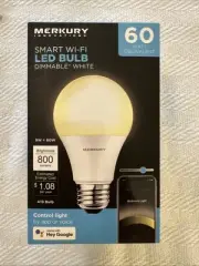 Merkury Innovations Smart Wi-fi Led Bulb Dimmable White 60w 800 Lumens Sealed