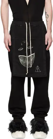Black grimace embroidered denim casual pants L