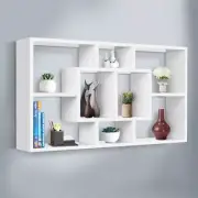 White Floating Wall Shelf Display DIY Mount 8 Compartment Bookshelf Home Decor