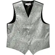 New Men's Formal Tuxedo Vest Waistcoat only paisley Silver wedding