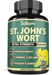 St. John's Wort Capsules Extract - - Herbal Supplement Equivalent to 5050mg with Ashwagandha, Ginkgo Biloba & More -Sleep & Mood Enhancer for Women Men, 150Count