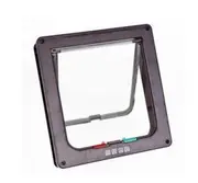4 Ways Lockable Security Flap Door for Dog Cat Kitten Wall Mount Door Animal Small Gate Size:M(Coffee)