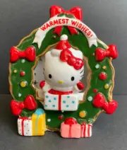 Blue Sky Christmas HELLO KITTY WREATH Tea Light Holder NEW Warmest Wishes