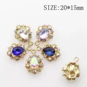 Shiny Rhinestone Pendants Drop Shape Button Jewelry Craft Pendant Buttons 10Pcs
