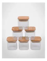 [The Cooks Collective] Glass Jars with Bamboo Lid 150ml Set of 6