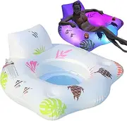 Inflatable Pool Mattress – Large Lounge Float, Led Lake Toy | Cup Holders Included, Summer Raft Lounger for Beach Poolside Floating Rest Relaxation Waterproof Travel Inflatable Bed Pool Toy Adult