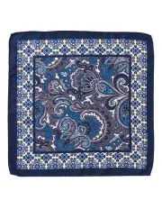 [Dom Bagnato] Bordato Paisley Silk Pochette in Navy