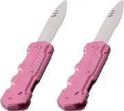 Lovisun Retractable Plastic Toy Knives - 2 Pack - Safe and Fun for Kids and Adults - Great for Halloween, Cosplay, Magic Tricks and More - Pink Handle White Blade
