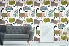 3D Cat Seamless Wallpaper Wall Mural Removable Self-adhesive 209