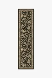 75' x 305' | Machine Washable Runner Rug | Kid & Pet Friendly | Indoor Rug | Morris & Co. Bird & Pomegranate Soft Black Rug | Ruggable