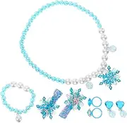 Baluue 1Set Snowflake Jewelry Set Necklace Earrings Ring Hair Accessories for Ages Beads present for Daughters Granddaughters