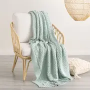 Renee Taylor Lenni 130x170cm Cotton Knitted Sofa Throw Soft Blanket Starlight