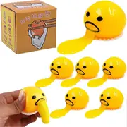 6pcs Squishy Puking Egg Yolk Yellow Goop With Squeeze Ball Relieve Stress Relief Toy 1pc