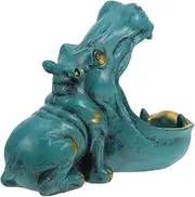 [WEKADRIN] Funny Hippo Key Bowl Candy Dish Whimsical Resin Hippo Sculpture for Home Decor for Entryway Desk Tabletop Unique Wide Mouth Design for Keys Coins Sweets