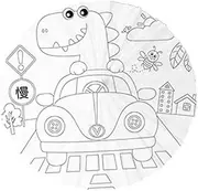 rockible Paper Umbrella for Coloring Children Drawing 23.6 inch with Wooden Handle Blank White Party Activities Parasol Kids Crafts, Dinosaur Driving