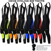 NEW Mens Cycling Bib Tights Long Compression Pants Padded Lycra MTB Road Bike