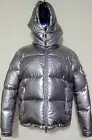 Michael Kors Silver Metallic Winter Warm Puffer Jacket Hooded Size M