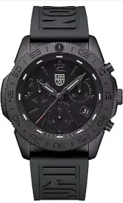 New Luminox Pacific Diver Chronograph All Black Rubber Mens Watch XS.3141.BO