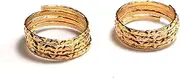 [Deccani Handicrafts] Daily use Metal Alloy(Panchaloha) Multi Round Spring Type with Sleeping 'S' Pattern Toe Ring for Women, Non-Precious Metal, No Gemstone