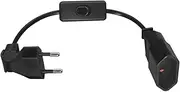 2-Pin EU Power Extension Cable Cord with ON/Off Switch, Toptekis European EU 2-Prong Power Cord Cable VDE Bend Angle 90 Degree Male to Female Power Extension Cord Cable(Elbow, Black, 0.3m/1ft)