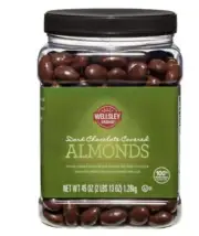 Dark Chocolate Covered Almonds Whole Roasted Gluten - Free 45oz Wellsley Farms
