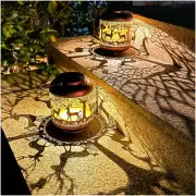2 Pack Deer Solar Lanterns Outdoor Waterproof Hanging Solar Lights Deer Gifts...