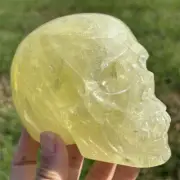 1.15kg Natural Citrine Carved Skull Quartz Crystal Skull Decor Reiki Crystal Gem