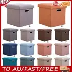 Folding Storage Ottoman Square Footstool 11.81x11.81x11.81inch for Living Room